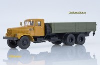 Коллекционная масштабная модель 1:43 Бортовой грузовик 6х4 КрАЗ-257Б1 без тента, желтый, зеленый (Наши Грузовики)